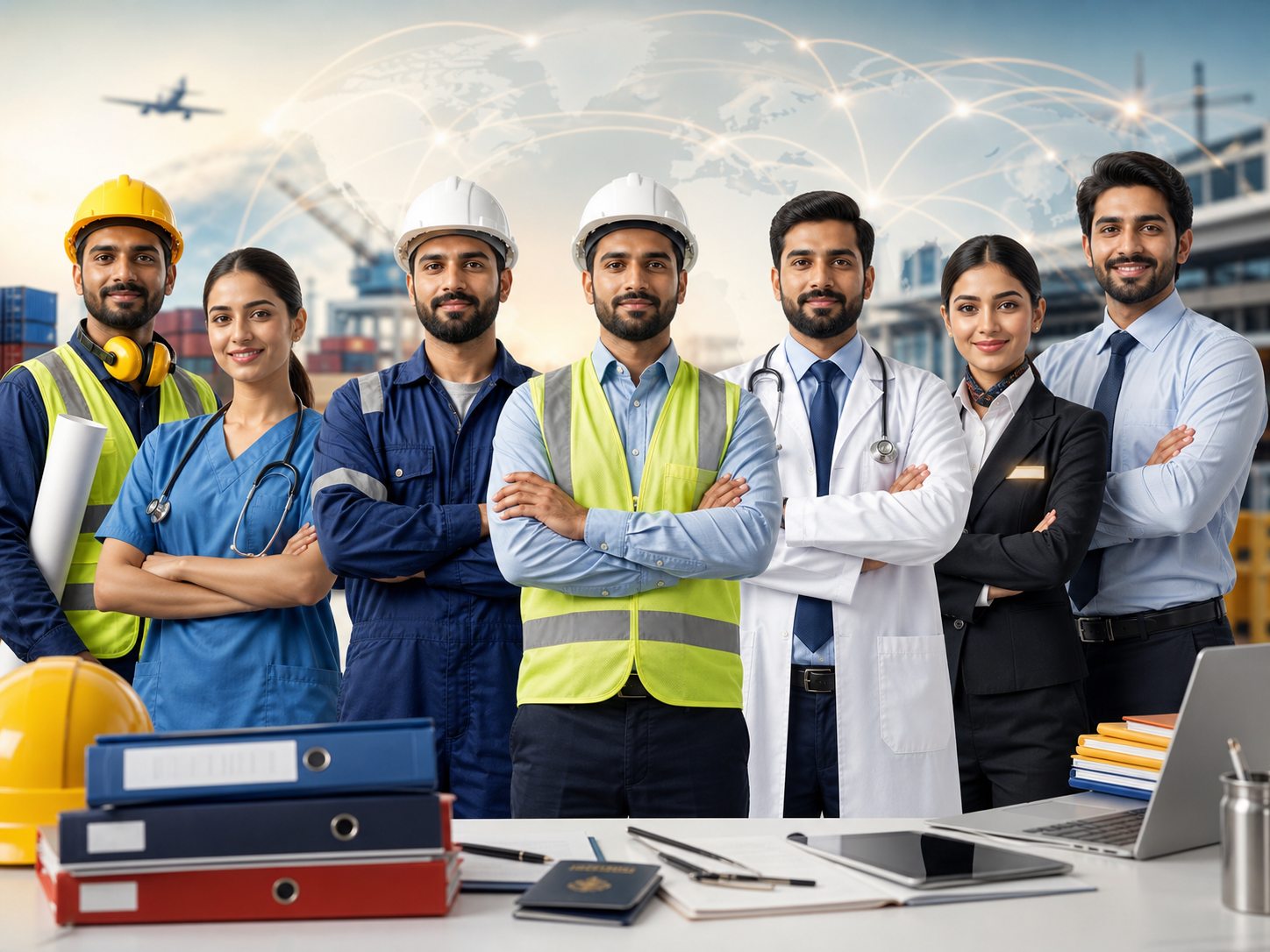 Skilled workforce from construction, medical, engineering, hospitality, and corporate sectors